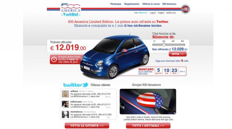FIAT 500 AMERICA É O PRIMEIRO CARRO VENDIDO PELO TWITTER